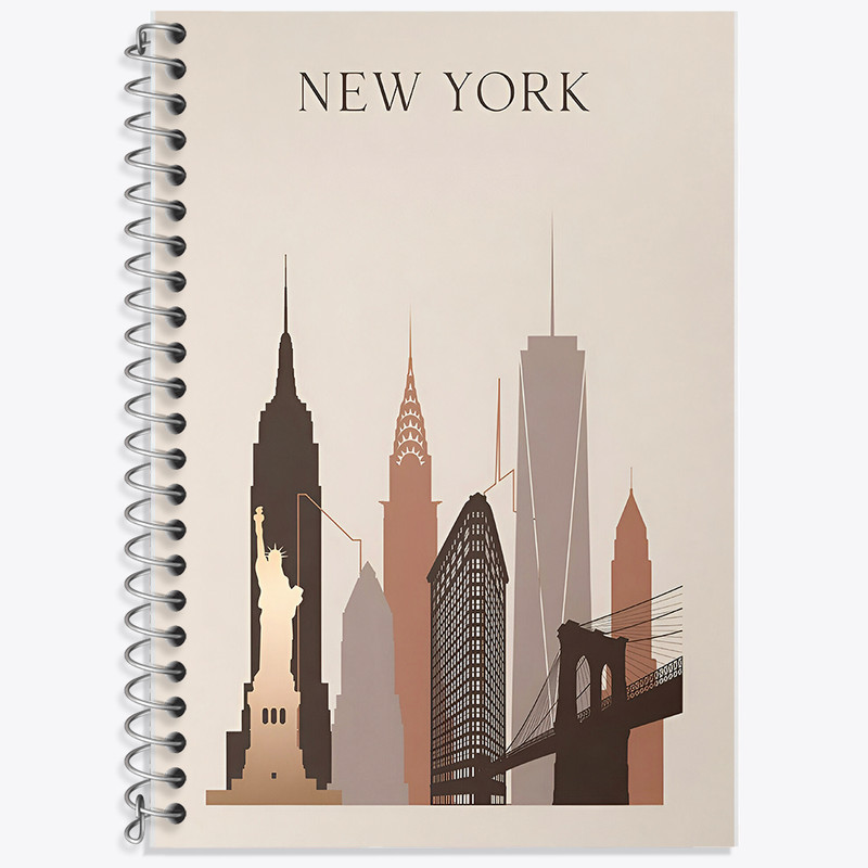 دفتر زبان 50 برگ خندالو مدل دو خط طرح نیویورک (New York) کد F10356