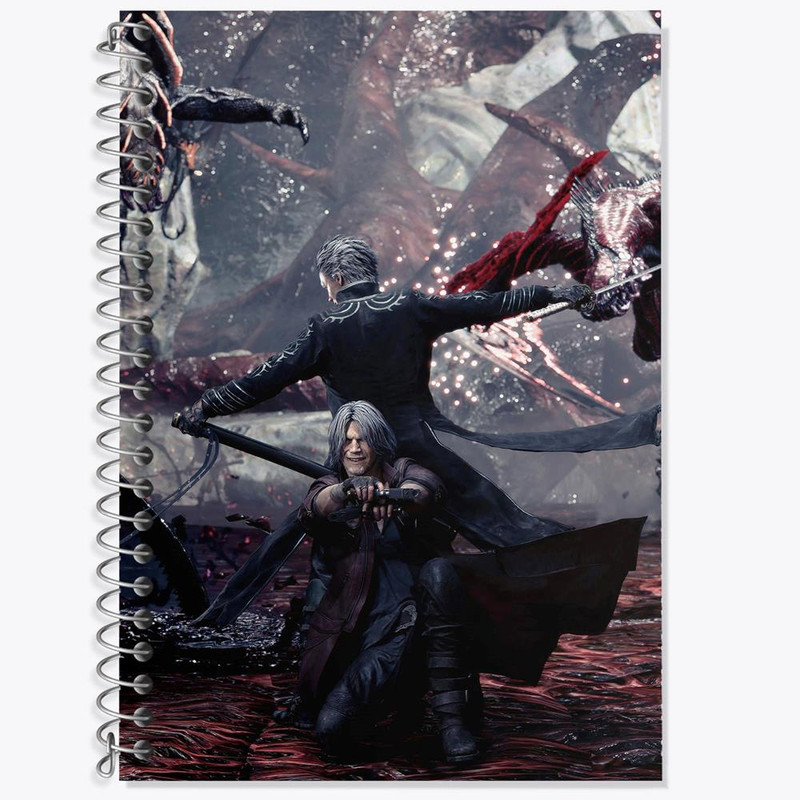 دفتر زبان 50 برگ خندالو مدل دو خط طرح بازی دویل می کرای Devil May Cry کد 30208