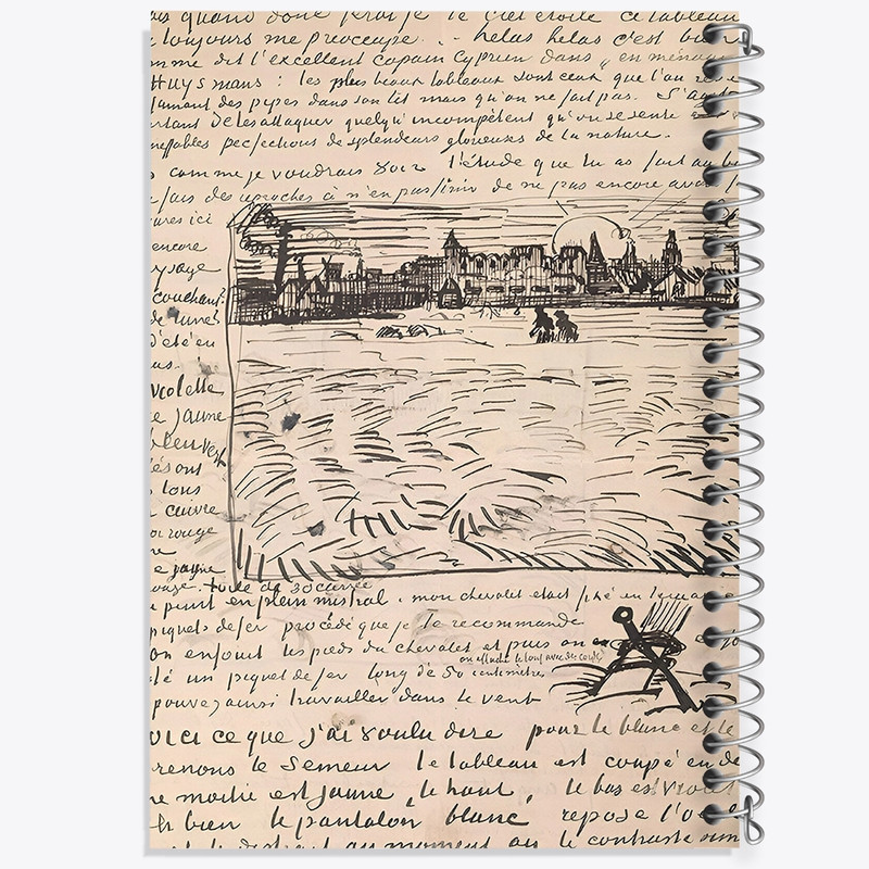 دفتر شطرنجی 50 برگ خندالو طرح دفتر طراحی ونسان ونگوگ (Van Gogh) کد N9373