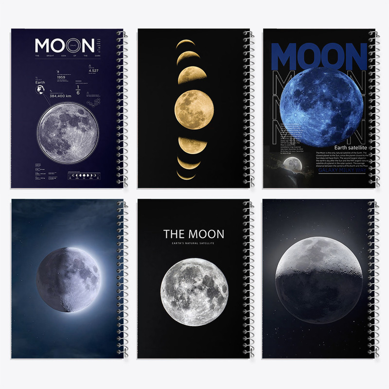 دفتر مشق 50 برگ خندالو طرح ماه (Moon) کد 860 مجموعه 6 عددی