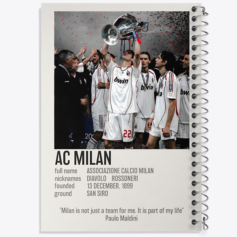 دفتر طراحی 50 برگ خندالو طرح آث میلان (Ac Milan) کد F13468