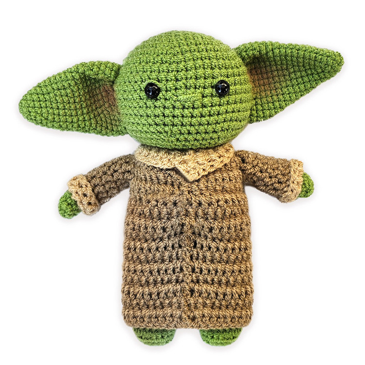 عروسک بافتنی خندالو مدل بیبی یودا (Baby Yoda)