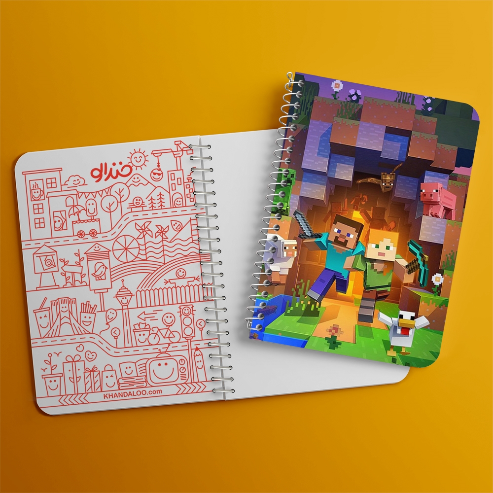 دفتر لیست خرید 50 برگ خندالو طرح بازی ماینکرافت Minecraft کد 23259