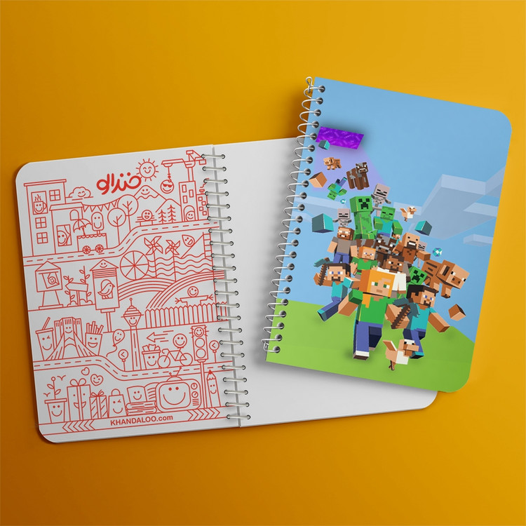 دفتر لیست خرید 50 برگ خندالو طرح بازی ماینکرافت Minecraft کد 23252