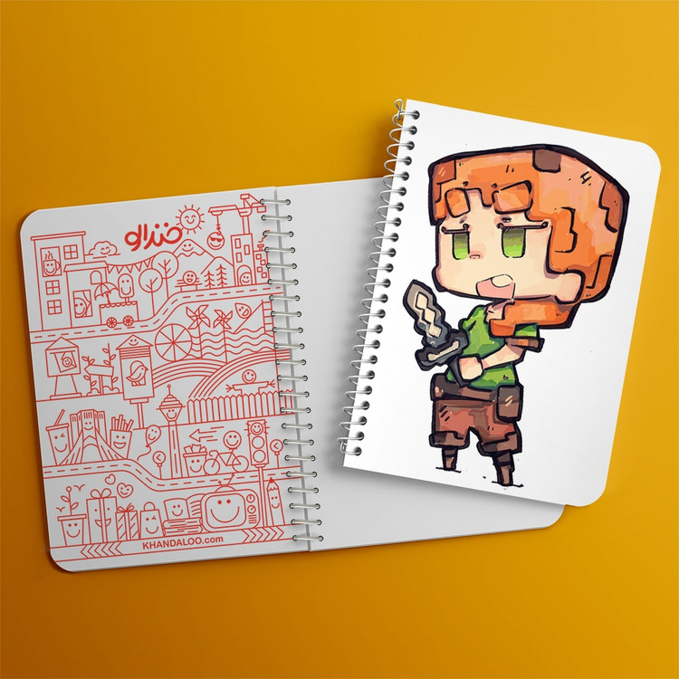 دفتر لیست خرید 50 برگ خندالو طرح بازی ماینکرافت Minecraft کد 23233