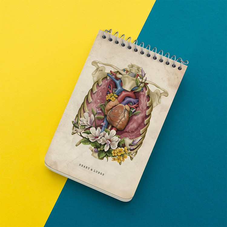 دفتر یادداشت 50 برگ خندالو طرح قلب و ریه ها (Heart And Lungs) کد F13966