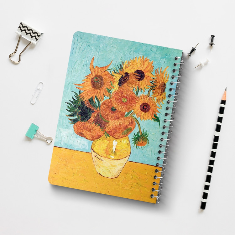 دفتر لیست خرید 50 برگ خندالو طرح گل های آفتابگردان ونگوگ کد 3730