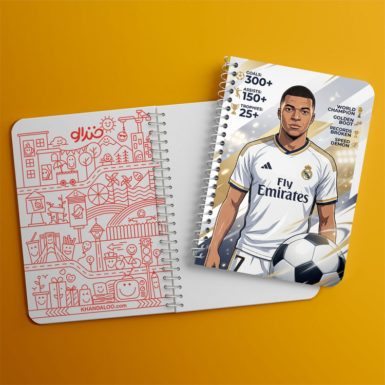 دفتر نقطه ای 50 برگ خندالو طرح کیلیان امباپه (Kylian Mbappé) کد F14701