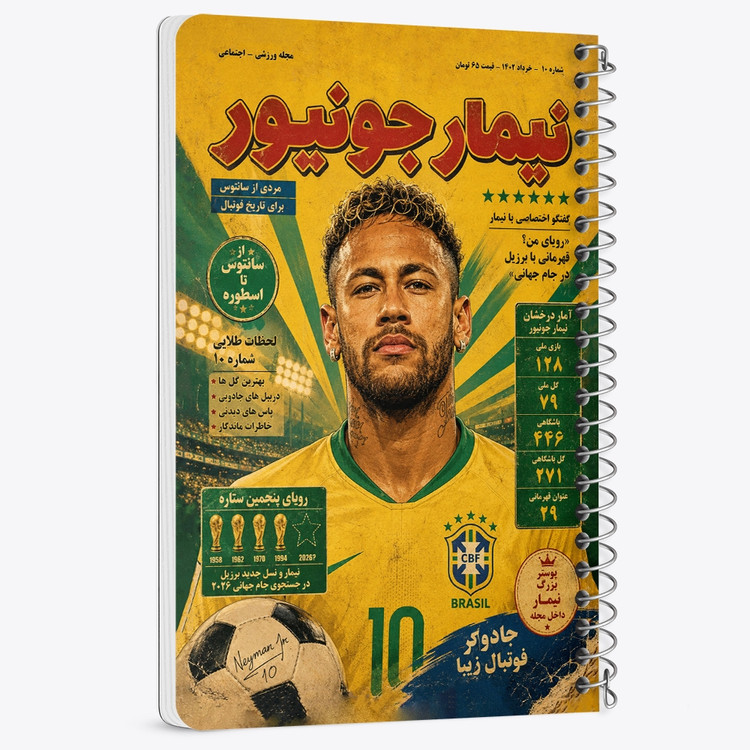 دفتر نقطه ای 50 برگ خندالو طرح نیمار جونیور (Neymar) کد F14696