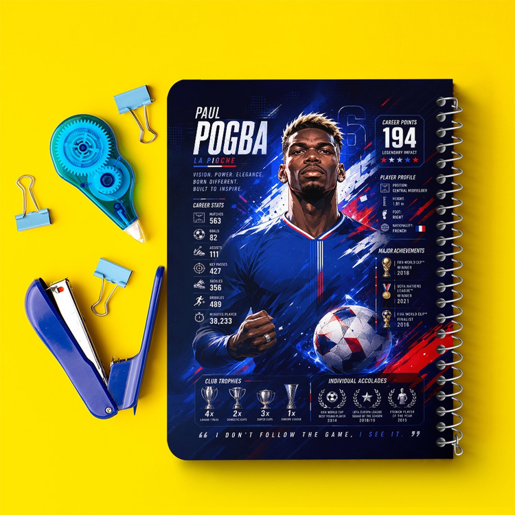 دفتر نقطه ای 50 برگ خندالو طرح پل پوگبا (Paul Pogba) کد F14666