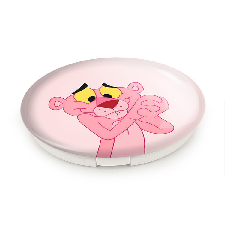 آینه جیبی خندالو طرح پلنگ صورتی Pink Panther مدل تاشو کد 1401