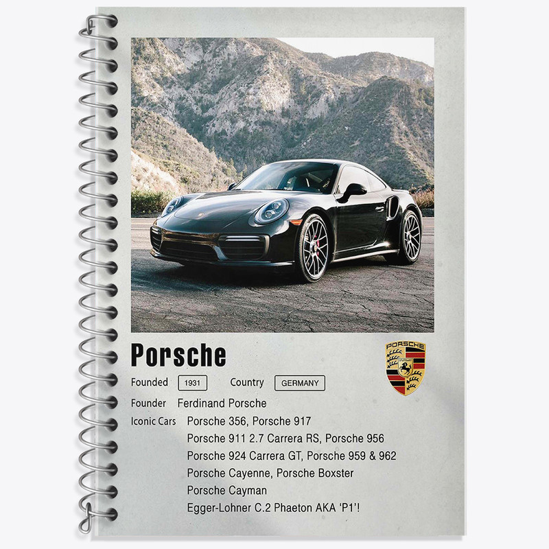 دفتر نت موسیقی 50 برگ خندالو طرح ماشین پورشه (Porsche) کد F11954