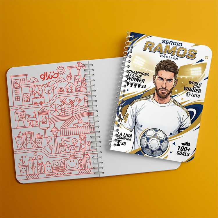 دفتر طراحی 50 برگ خندالو طرح سرخیو راموس (Sergio Ramos) کد F14706