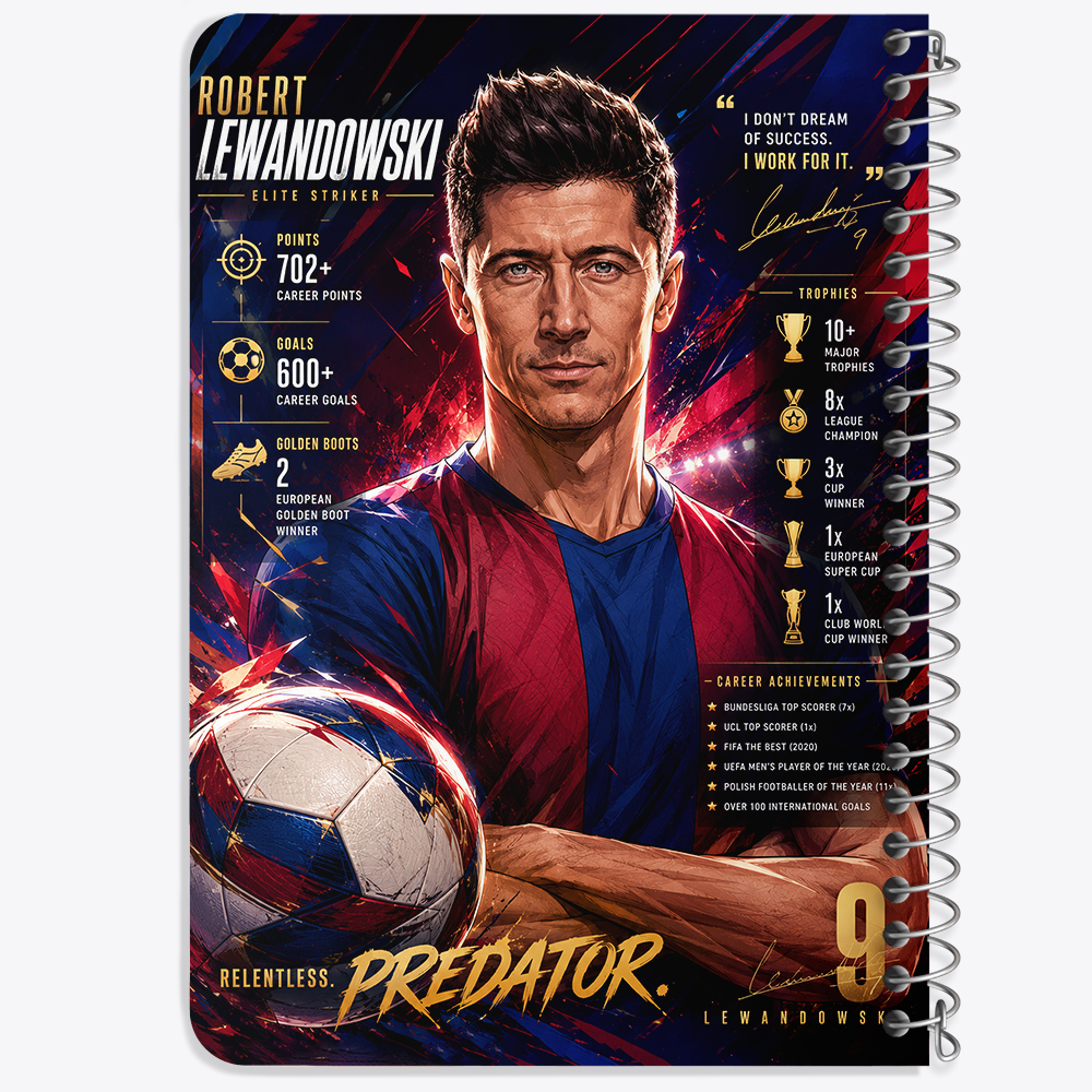 دفتر طراحی 50 برگ خندالو طرح روبرت لواندوفسکی (Robert Lewandowski) کد F14672