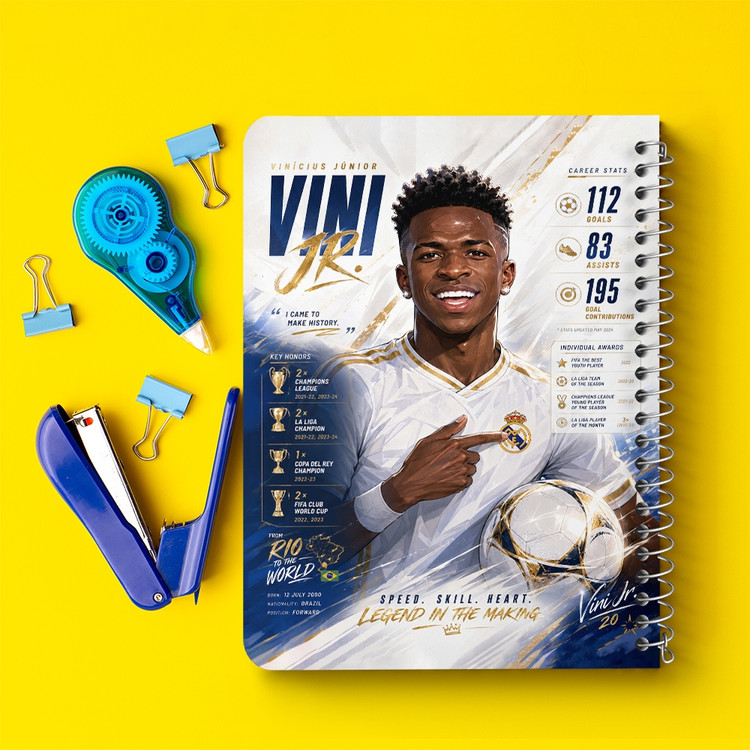 دفتر طراحی 50 برگ خندالو طرح وینیسیوس جونیور (Vinicius Junior) کد F14663
