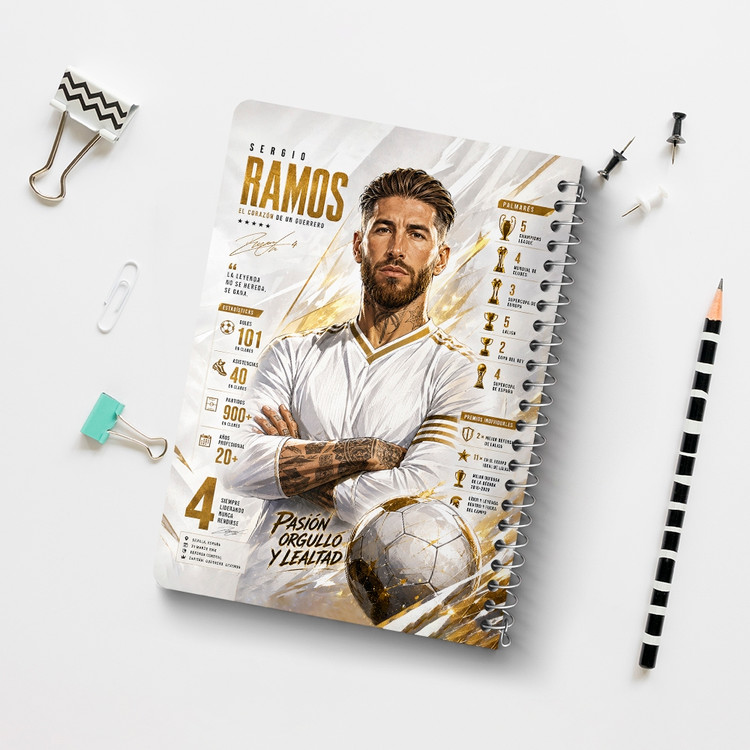 دفتر طراحی 50 برگ خندالو طرح سرخیو راموس (Sergio Ramos) کد F14662