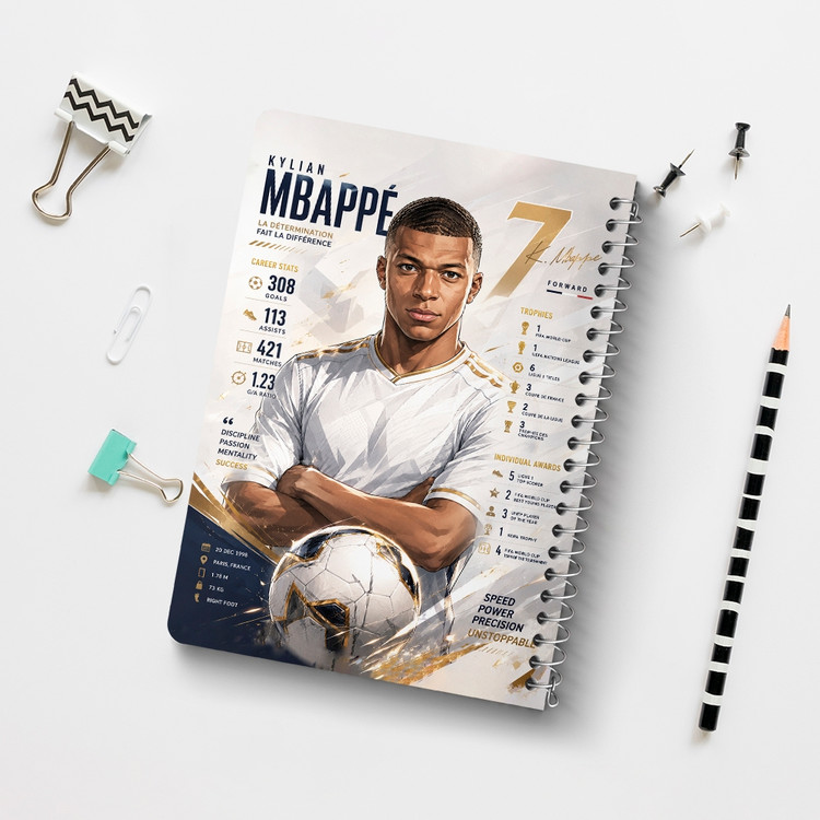 دفتر طراحی 50 برگ خندالو طرح کیلیان امباپه (Kylian Mbappé) کد F14657