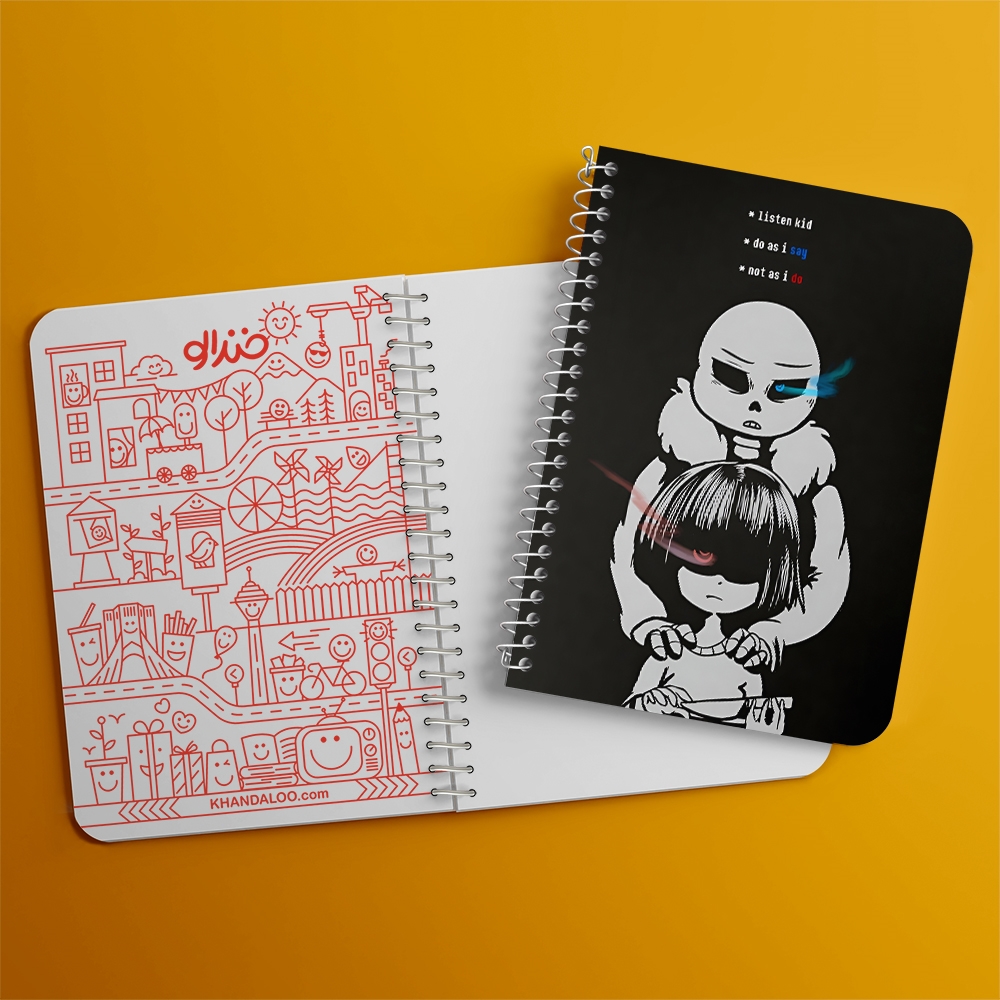 دفتر طراحی 50 برگ خندالو طرح آندرتیل (Undertale) کد F14446