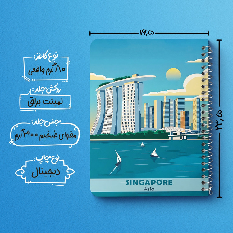 دفتر طراحی 50 برگ خندالو طرح سنگاپور (Singapore) کد 37710