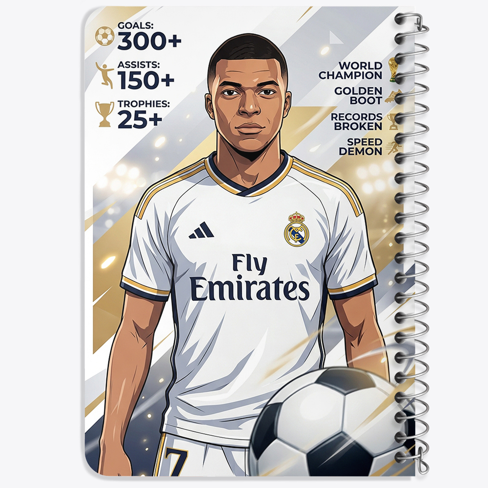 دفتر شطرنجی 50 برگ خندالو طرح کیلیان امباپه (Kylian Mbappé) کد F14701
