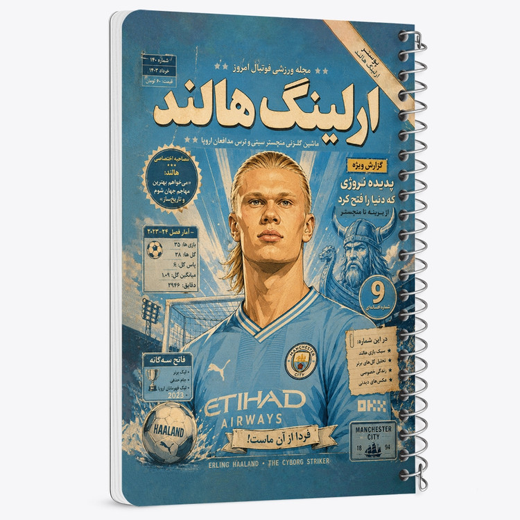دفتر شطرنجی 50 برگ خندالو طرح ارلینگ هالند (Erling Haaland) کد F14698