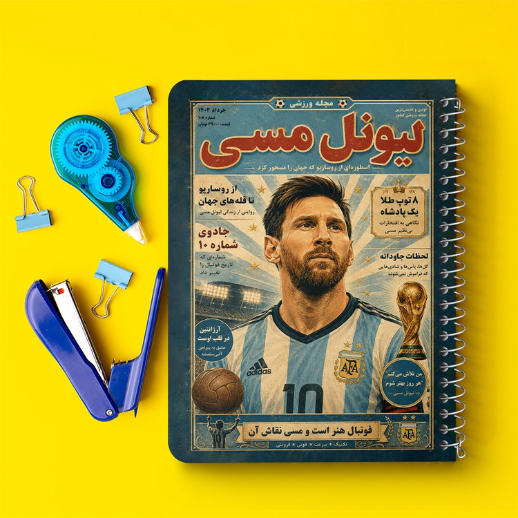 دفتر شطرنجی 50 برگ خندالو طرح لیونل مسی (Lionel Messi) کد F14694