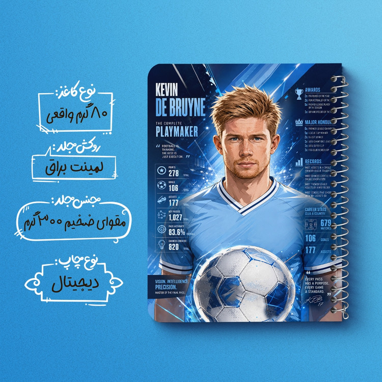 دفتر شطرنجی 50 برگ خندالو طرح کوین دی بروینه (Kevin De Bruyne) کد F14671