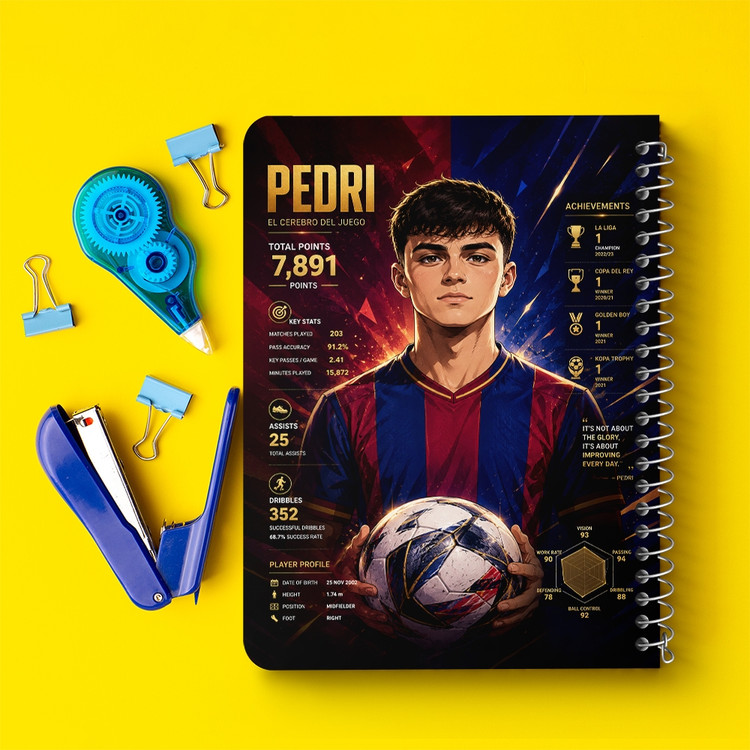 دفتر شطرنجی 50 برگ خندالو طرح پدری (Pedri) کد F14670