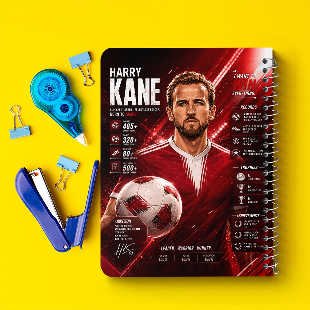 دفتر شطرنجی 50 برگ خندالو طرح هری کین (Harry Kane) کد F14669