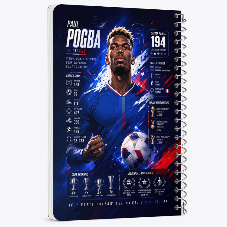 دفتر شطرنجی 50 برگ خندالو طرح پل پوگبا (Paul Pogba) کد F14666
