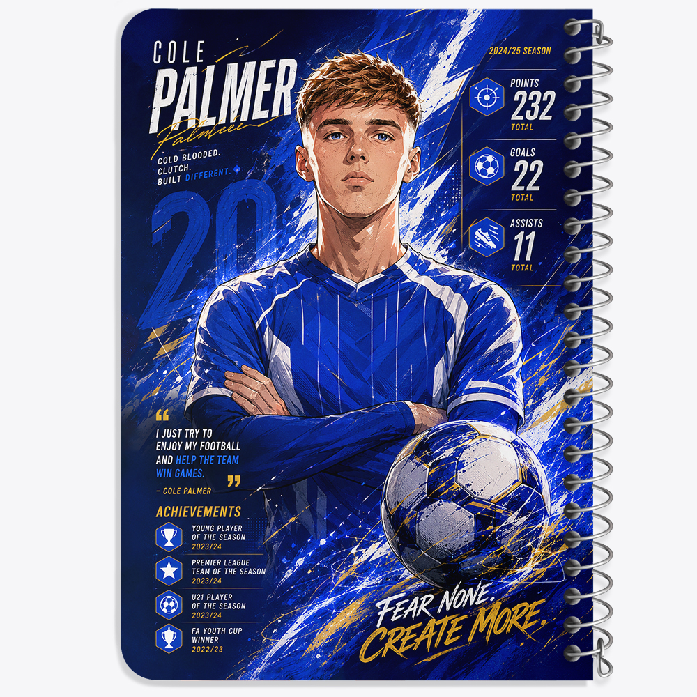 دفتر شطرنجی 50 برگ خندالو طرح کول پالمر (Cole Palmer) کد F14665