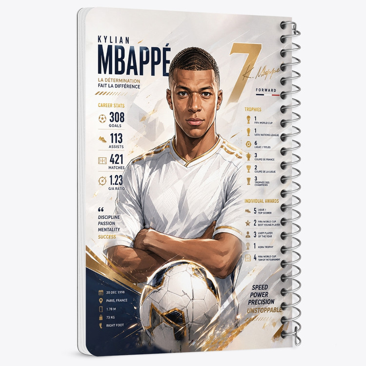 دفتر شطرنجی 50 برگ خندالو طرح کیلیان امباپه (Kylian Mbappé) کد F14657