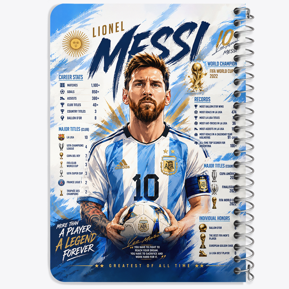 دفتر شطرنجی 50 برگ خندالو طرح لیونل مسی (Lionel Messi) کد F14655