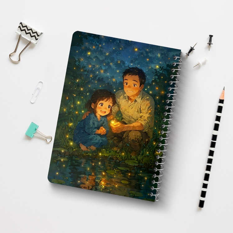 دفتر شطرنجی 50 برگ خندالو طرح مدفن کرم های شب تاب (Grave of the Fireflies) کد F14501