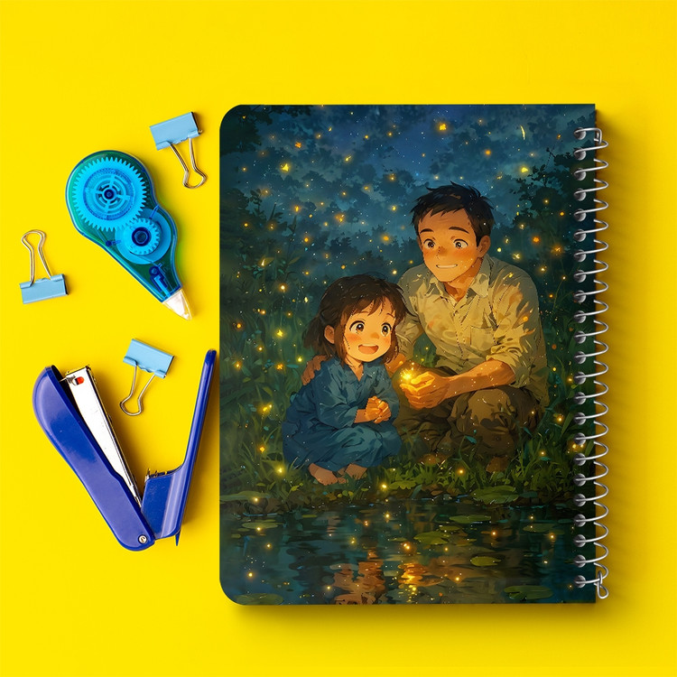 دفتر شطرنجی 50 برگ خندالو طرح مدفن کرم های شب تاب (Grave of the Fireflies) کد F14501