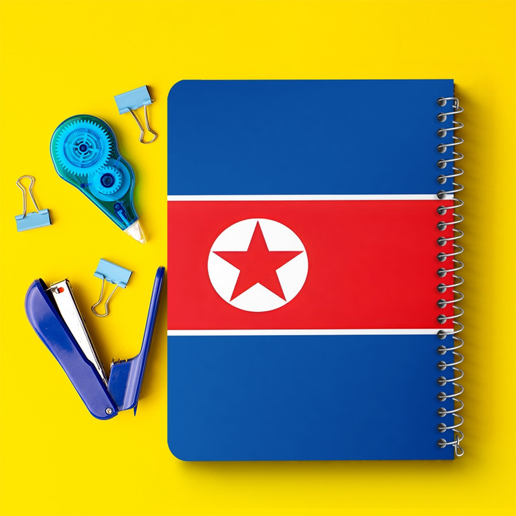 دفتر شطرنجی 50 برگ خندالو طرح پرچم کره شمالی (North Korea) کد 38486