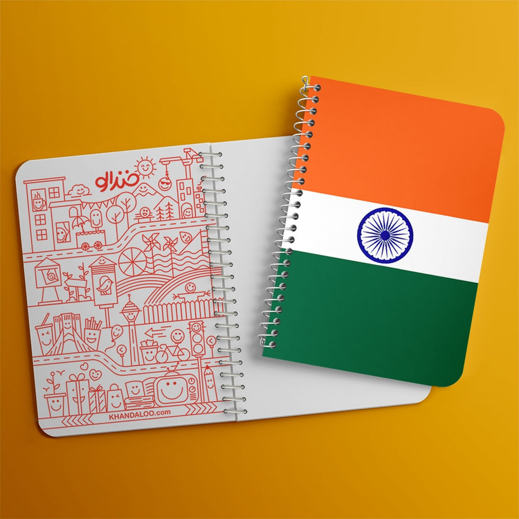 دفتر شطرنجی 50 برگ خندالو طرح پرچم هند (India) کد 38475