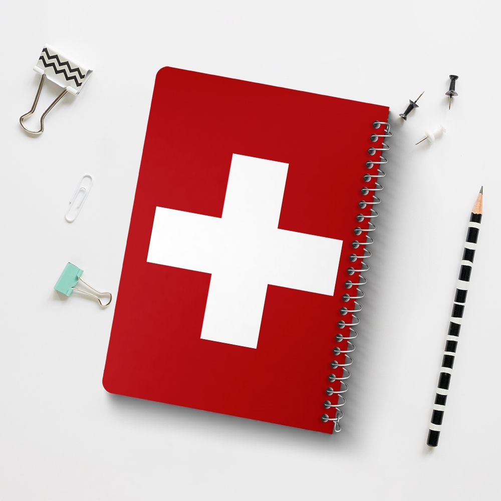 دفتر شطرنجی 50 برگ خندالو طرح پرچم سوئیس (Switzerland) کد 38452