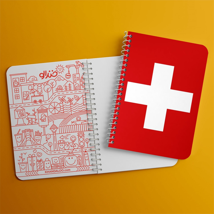 دفتر شطرنجی 50 برگ خندالو طرح پرچم سوئیس (Switzerland) کد 38452