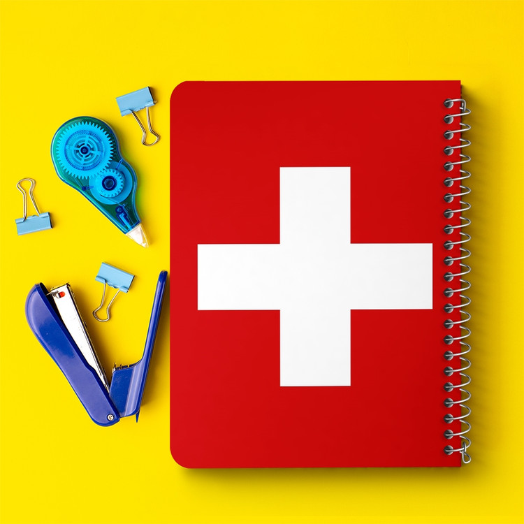 دفتر شطرنجی 50 برگ خندالو طرح پرچم سوئیس (Switzerland) کد 38452