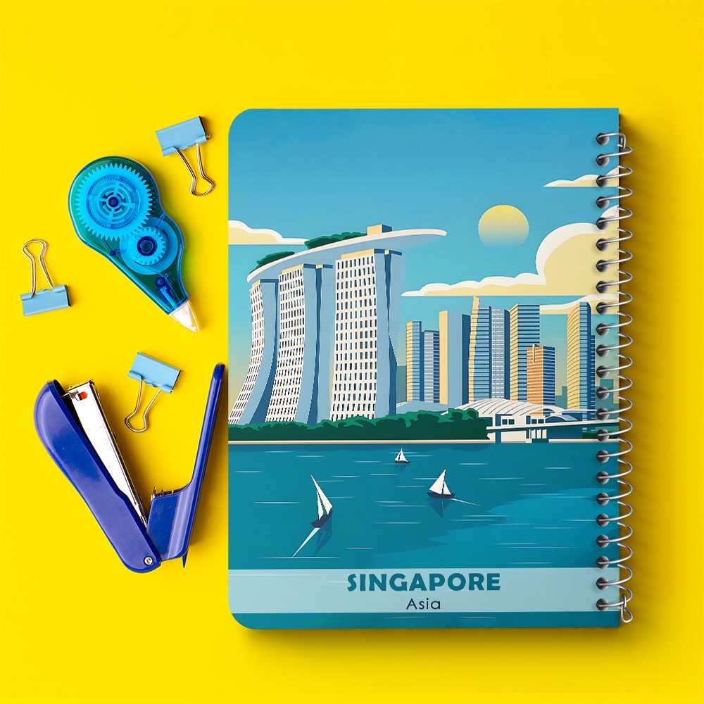 دفتر شطرنجی 50 برگ خندالو طرح سنگاپور (Singapore) کد 37710