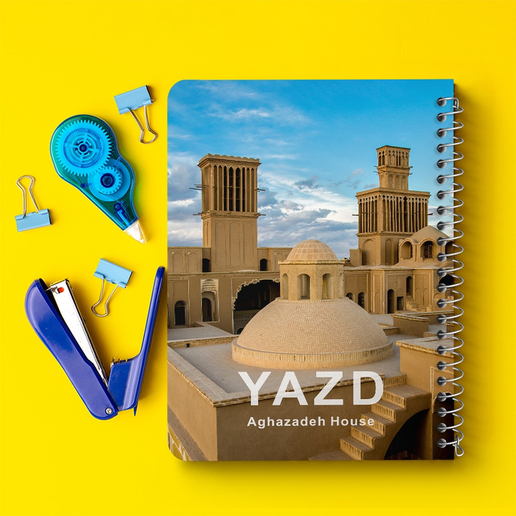 دفتر شطرنجی 50 برگ خندالو طرح عمارت آقازاده یزد کد 37321