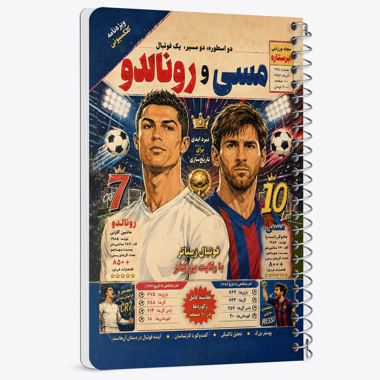 دفتر نقاشی 50 برگ خندالو طرح رونالدو و مسی کد F14708