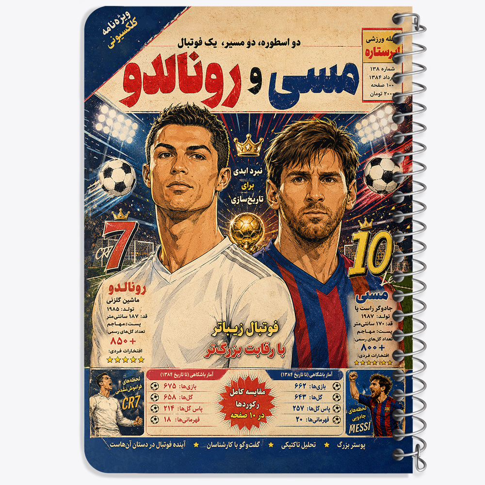 دفتر نقاشی 50 برگ خندالو طرح رونالدو و مسی کد F14708