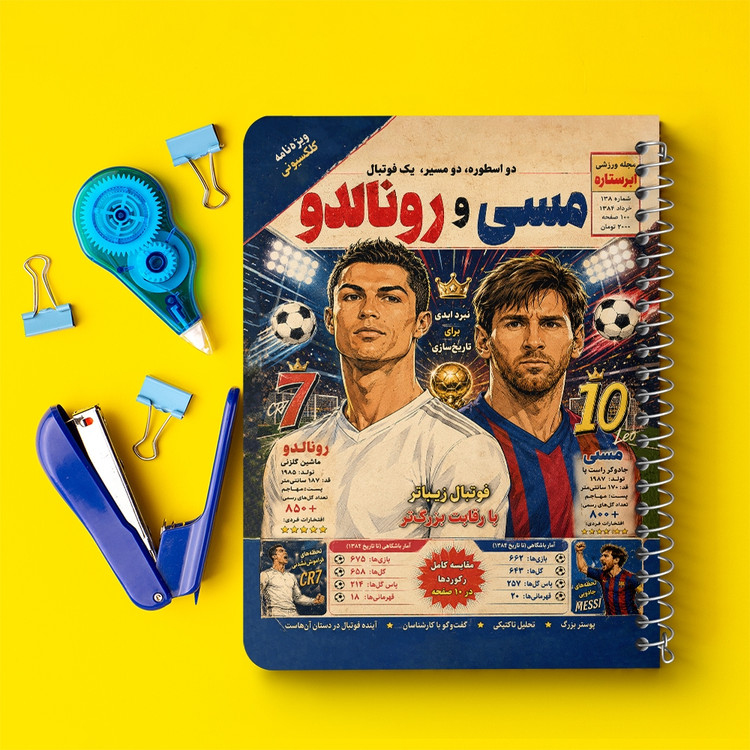دفتر نقاشی 50 برگ خندالو طرح رونالدو و مسی کد F14708