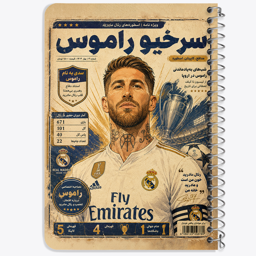 دفتر نقاشی 50 برگ خندالو طرح سرخیو راموس (Sergio Ramos) کد F14700