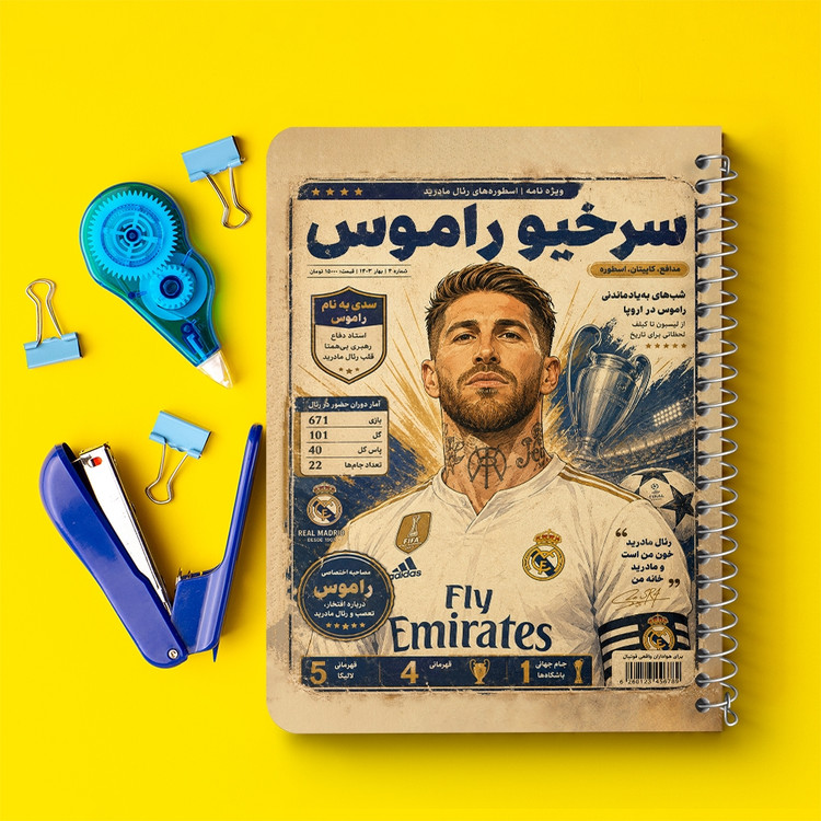 دفتر نقاشی 50 برگ خندالو طرح سرخیو راموس (Sergio Ramos) کد F14700