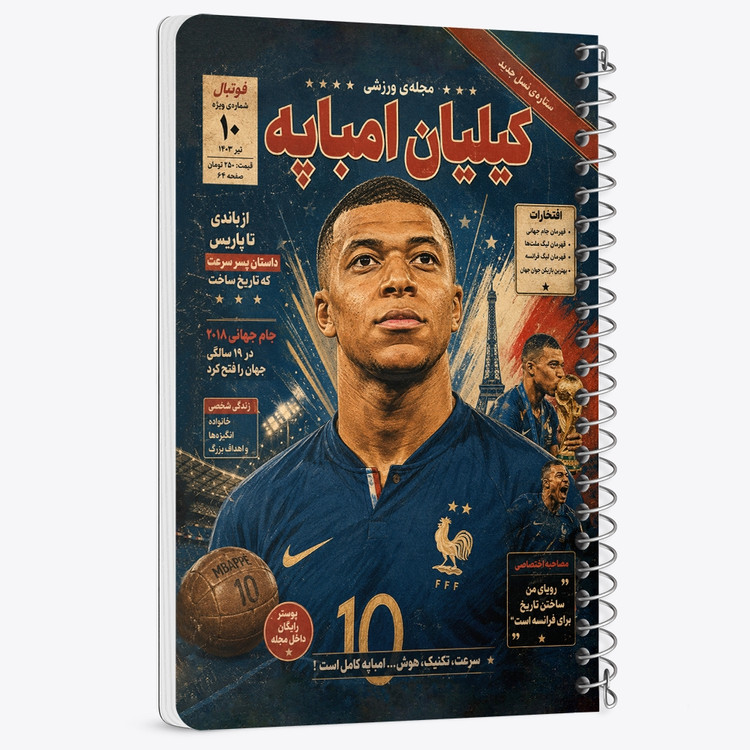 دفتر نقاشی 50 برگ خندالو طرح کیلیان امباپه (Kylian Mbappé) کد F14695