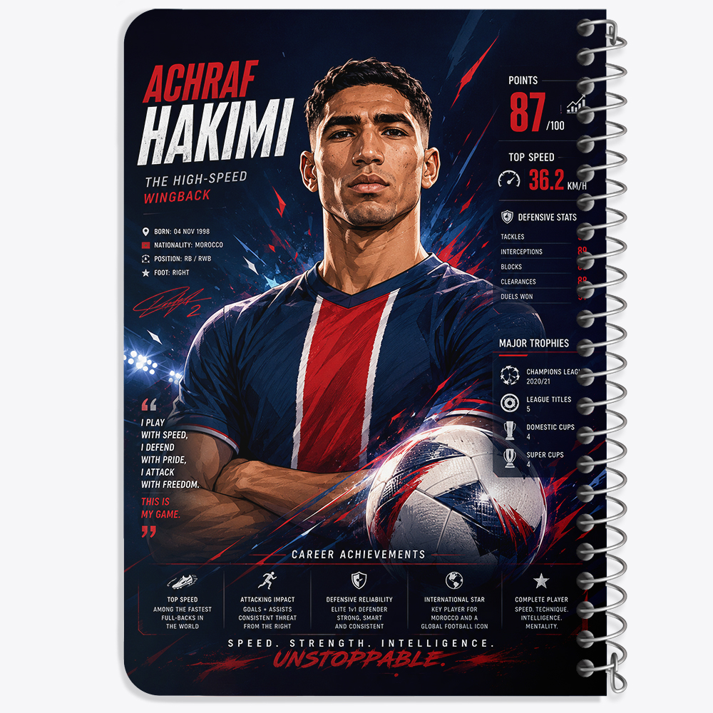 دفتر نقاشی 50 برگ خندالو طرح اشرف حکیمی (Achraf Hakimi) کد F14673