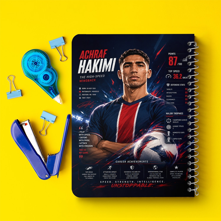 دفتر نقاشی 50 برگ خندالو طرح اشرف حکیمی (Achraf Hakimi) کد F14673